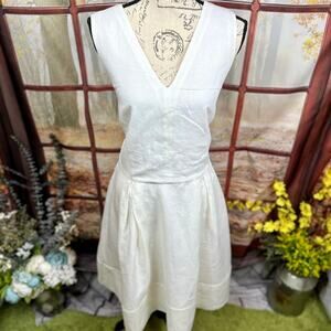 Socapri 100% Flax White Midi Dress Ivory Made in Italy 46 (10 us)